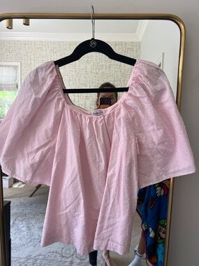 Paolita Light Pink Puff-Sleeve Cotton Blouse